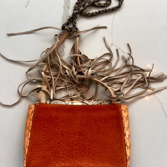 Pantera Fringe Snakeskin and Leather Crossbody Bag - Picture 2 of 5